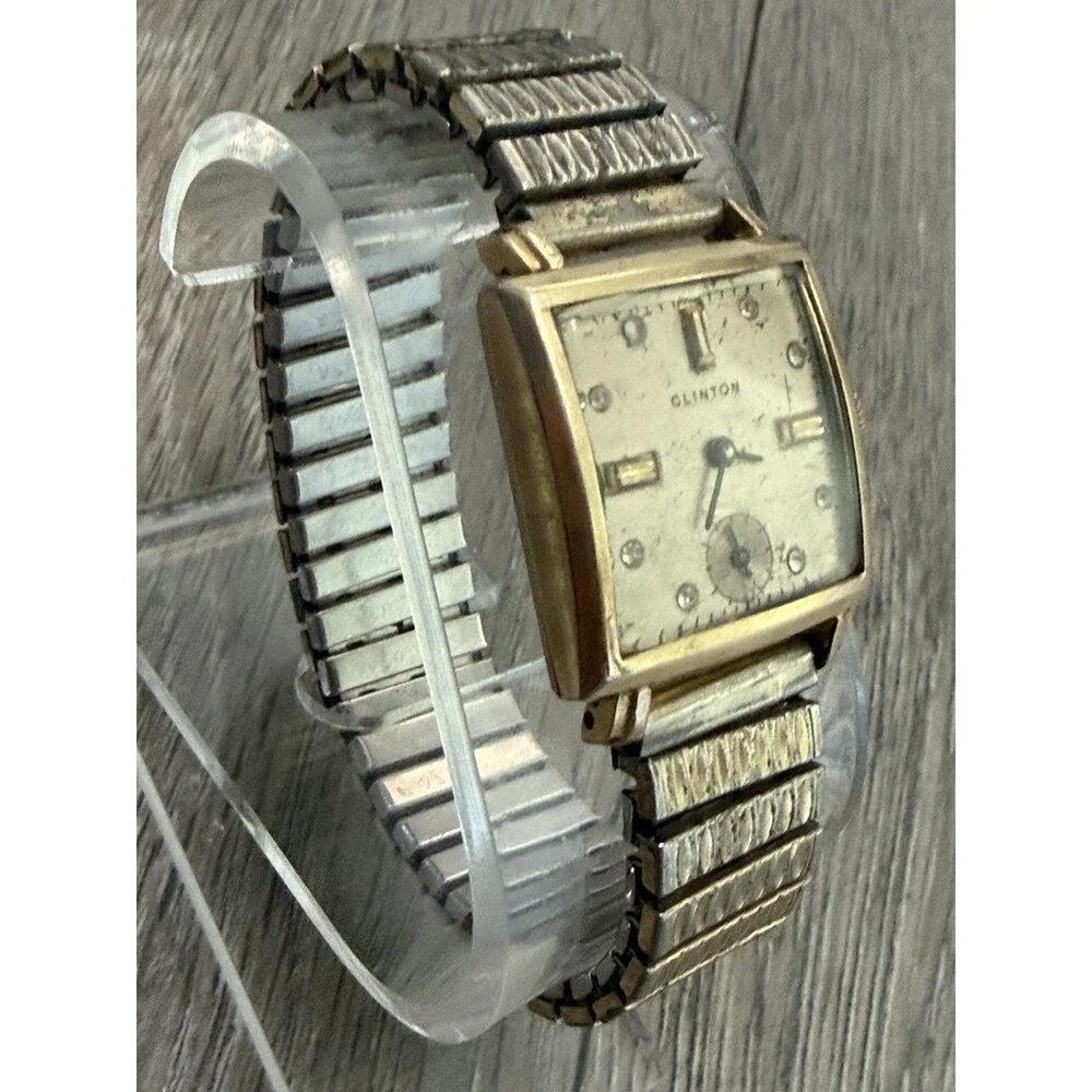 Vintage Clinton Tank Watch 30mm Mechanical Running